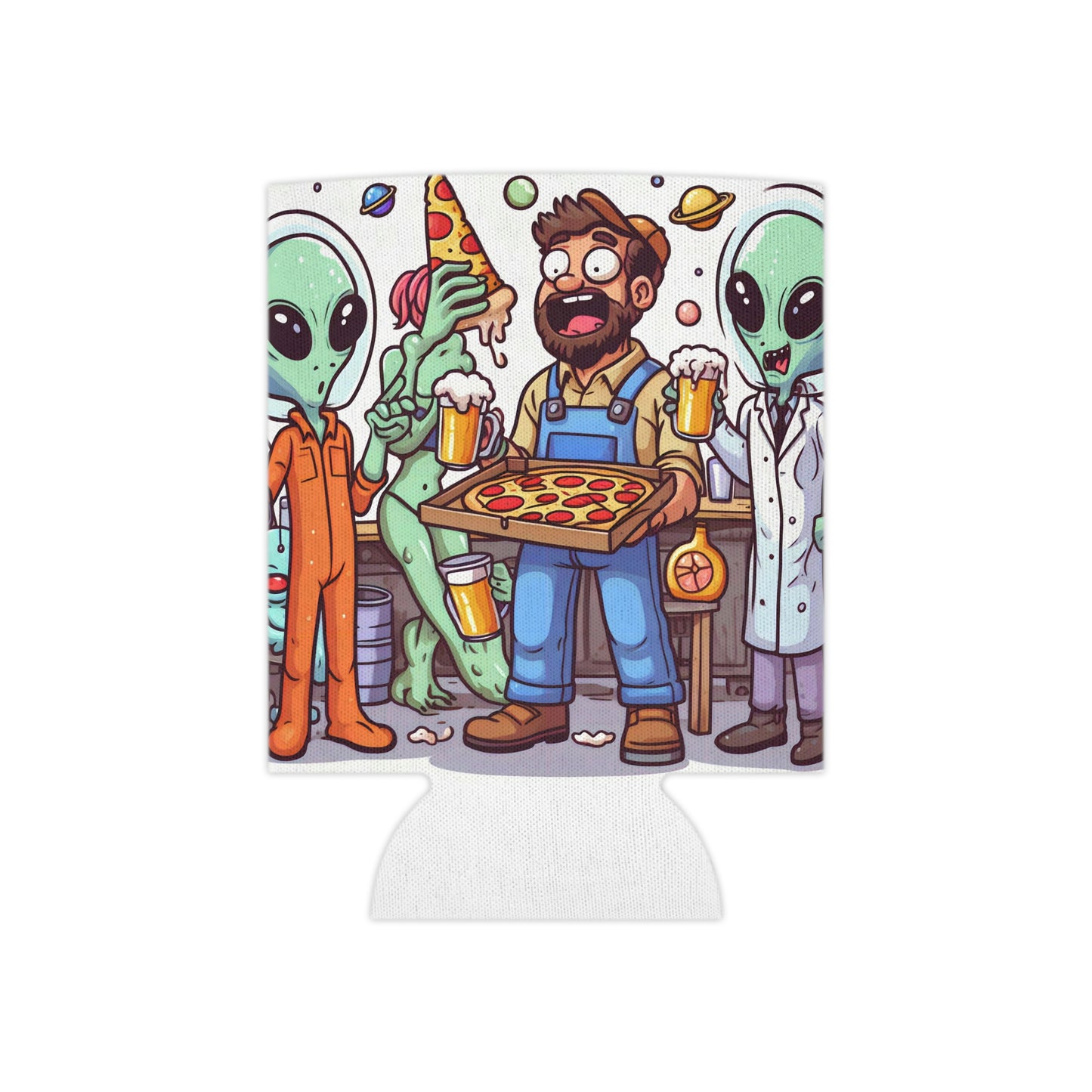 Alien Pizza Party Coozie
