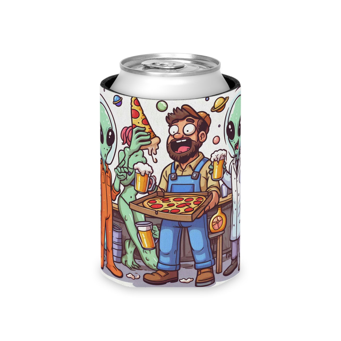 Alien Pizza Party Coozie