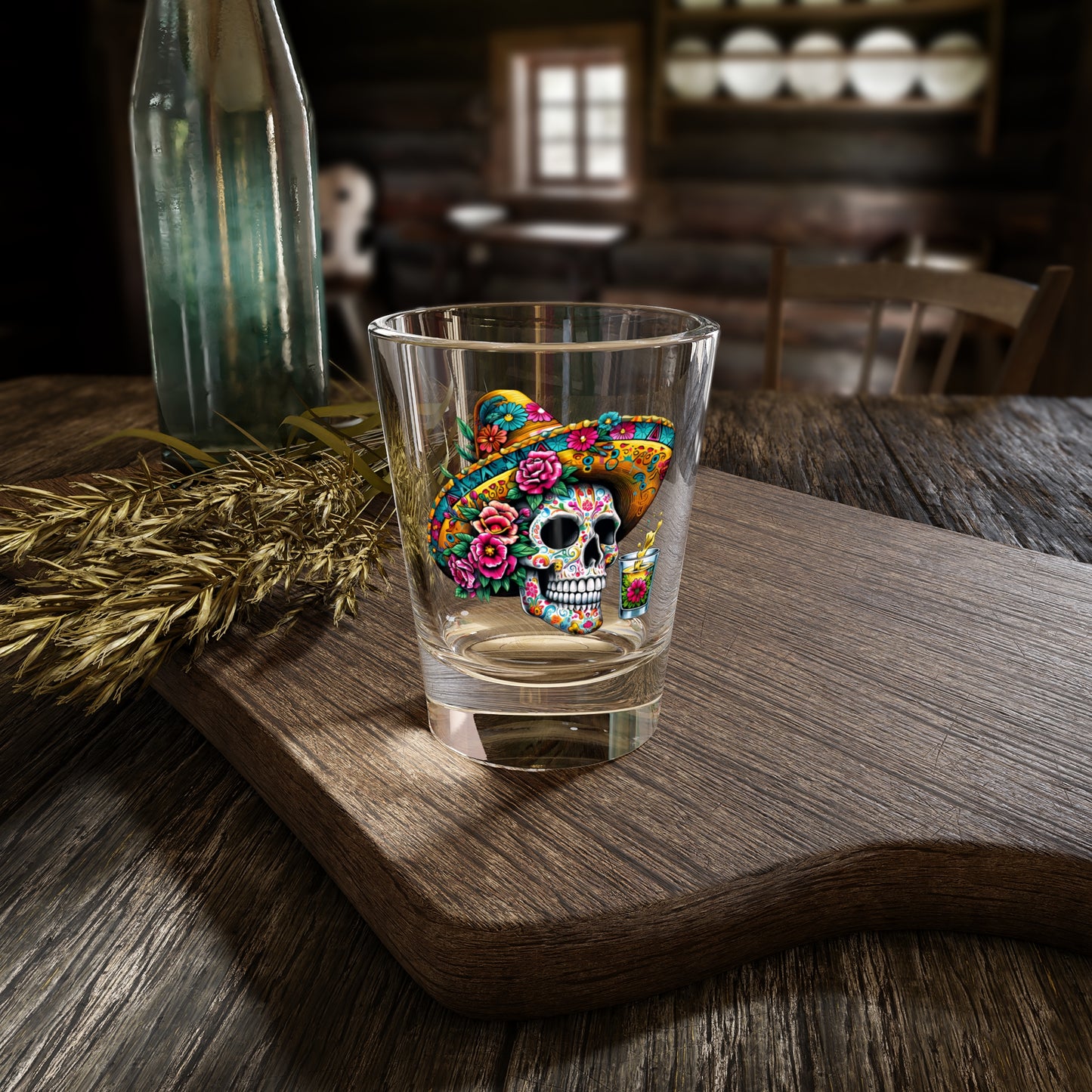 Sugar Skull Shot Glass, 1.5oz