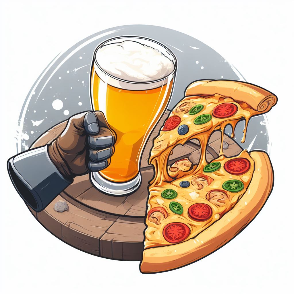 Pizza y cerveza Pegatina